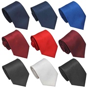商务休闲男士领带涤纶丝，斜纹黑色红色西装，配饰8手打纯色领带