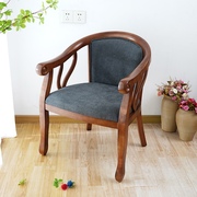 欧式布艺餐椅实木椅子新古典酒店美式扶手椅皮椅子会议书房咖啡椅