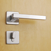 304拉丝不锈钢空心方管方形分体执手门锁 室内卧室房间门锁  