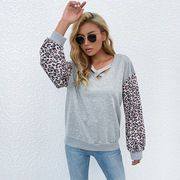 women's leopard print long sleeve t-shirt豹纹长袖t恤女士上衣