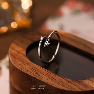 s999纯银海豚开口戒指女韩版可爱创意简约个性小众足银指环