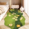 地毯床前毯苔藓卧室床边毯长条仿羊绒绿色花园，沙发茶几垫防滑地垫
