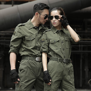 户外空降师套装纯棉迷彩服男秋季野战军，绿多袋表演军训服工作服女