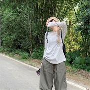 薄款半透明针织T恤女夏季长袖圆领韩版chic防晒空调罩衫休闲上衣