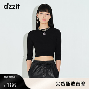 dzzit地素奥莱春款黑色修身短款打底衫毛衣女3D1E4271A
