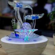 乔迁送礼客厅装饰品流水桌面小喷泉摆设陶瓷风水轮创意加湿器