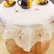 桌布布艺蕾丝纯白色日式小清新刺F绣简约现代茶几布桌布餐桌布