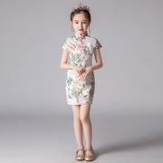 儿童旗袍夏季复古中国风小女孩古筝演出服女童古装洋气唐装日常