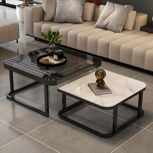 茶几客厅家用小户型2024钢化玻璃，极简岩板桌子轻奢高级感折叠