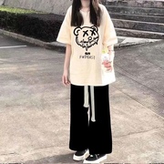 15少女夏季短袖T恤13岁一套衣服12初中学生14-17少女孩阔腿裤套装