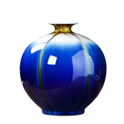 景德镇陶瓷器蓝色花瓶石榴，瓶摆件创意中式家居，电视柜博古架装