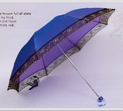 三折十骨加大蕾丝绣花雨伞，中老年妇女晴雨两用伞，轻巧复古风遮阳伞