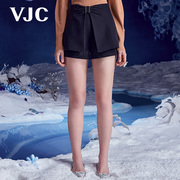 VJC/威杰思秋季女装高腰西装短裤蝴蝶结设计通勤阔腿裤