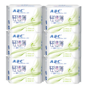 abc卫生巾日用超极薄棉，柔护翼迷你巾护垫防侧漏姨妈巾8片*6包