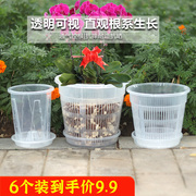 家用蝴蝶兰专用花盆兰花防烂根透水控根加仑盆，透明树脂透明塑料盆
