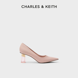CHARLES&KEITH春夏女鞋CK1-60280375简约通勤尖头高跟单鞋女鞋