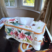 百合方亚陶瓷高端抽纸盒别墅客厅茶几餐桌装饰纸巾盒乔迁新居礼物