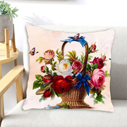 花开富贵十字绣抱枕2022客厅，沙发靠垫自己绣花篮花卉刺绣枕套