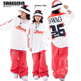 swaggerjr儿童街舞潮服hiphop套装秋季少儿炸街嘻哈，长袖t恤演出服