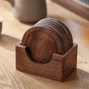 黑胡桃木杯垫创意茶杯垫子家用桌面木质隔热防烫防滑茶具茶道杯托
