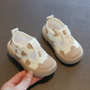 儿童帆布鞋春秋季幼儿园室内鞋宝宝软底女童男童，小童一脚蹬小白鞋