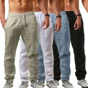 2022欧美男士抽绳纯色裤子，透气棉宽松休闲运动长裤个性舒适