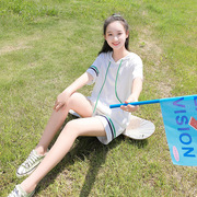 初中生夏装中大童短袖T恤2024高中学生少女运动韩版两件套装