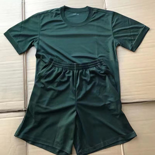 橄榄绿体能训练服套装 夏季作训短袖短裤速干透气宽松圆领t恤男