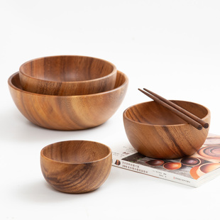 相思木碗大小号进口级日式木碗木钵整木海碗创意餐具美食摄影道具
