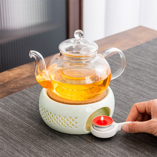 玻璃茶壶保温底座蜡烛煮茶炉加热陶瓷温茶炉花茶水果茶套装煮茶器