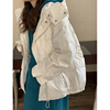 韩系白色羽绒服女2022年小个子，带帽工装棉服白鸭绒(白鸭绒)外套加厚冬