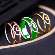 S925纯银戒指空托DIY镶嵌翡翠玉石玛瑙戒指环保护套指环套银托女