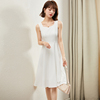 夏季连衣裙女2023韩版中长款白色，时尚无袖气质雪纺，a字裙子潮