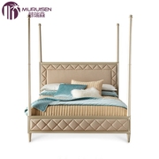 现代美式新古典玫瑰金软靠床1.8米双人婚床 卧室定制家具双人软包