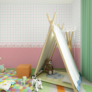 爱朵田园格子素色纯色，儿童房壁纸卧室背景，墙纸满铺小碎花无缝墙布