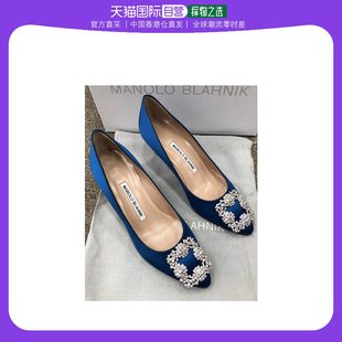 香港直邮Manolo Blahnik 圆头水晶方扣设计高跟鞋 9XX0315