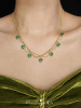 「绿茵舞会」法式复古轻奢高级感小众绿色水晶爱心蕾丝项链锁骨链