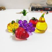 创意水晶琉璃西红柿摆件仿真草莓葡萄水果菠萝装饰品工艺小