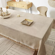 日式侘寂桌布ins风，棉麻布艺轻奢高级感复古针织餐桌方桌茶几