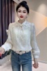 新中式国风纽襻蕾丝提花复古衬衫，女春夏新时尚，显瘦气质公主风小衫