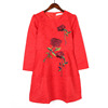 中国风妈妈装春秋季长袖，气质刺绣中年，女常规中长款打底连衣裙