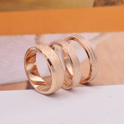 韩版时尚磨砂戒指女尾戒情侣，戒指食指钛钢韩国饰品，镀18k玫瑰金