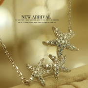 T76三颗星合成锆石水晶短项链锁骨链女韩国饰品可爱项链颈链