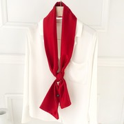 速发中衫红丝巾女小长条大红色，细窄搭西装衬饰装国领巾绑包包