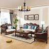 美式真皮沙发123组合欧式沙发，客厅复古别墅，皮艺沙发实木