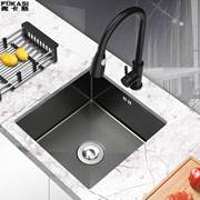 黑色不锈钢吧台水槽厨房洗菜盆单槽纳米，不锈钢水槽手工水槽台下盆
