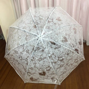 小清新爱心白公主(白公主，)伞花边影楼拱形透明伞，浪漫仿蕾丝塑料三折伞