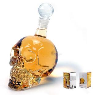 骷髅酒瓶骷髅头伏特加家用时尚创意玻璃瓶酒壶水晶盖酒瓶酒杯酒具