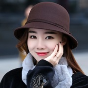 秋冬季韩版时尚百搭帽子女英伦，复古毛呢帽(毛，呢帽)礼帽女简约女士圆顶盆帽