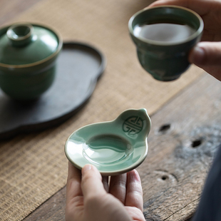 越窑青瓷杯垫陶瓷隔热垫家用创意葫芦茶杯托功夫茶具配件茶垫茶托